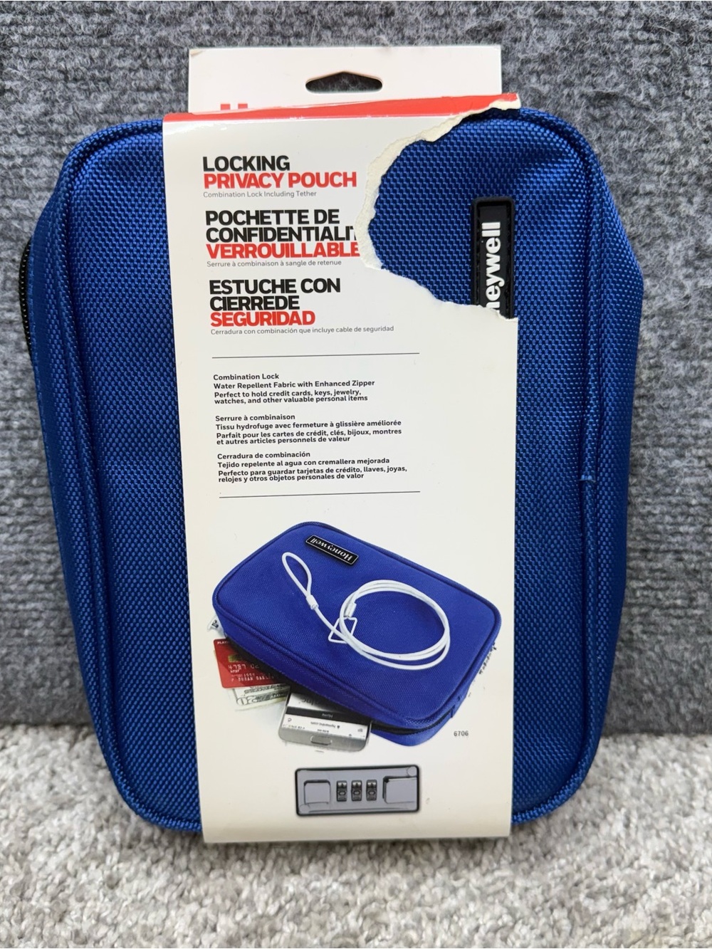 Honeywell Dark Blue Locking Privacy Pouch Combination Lock Including Tether